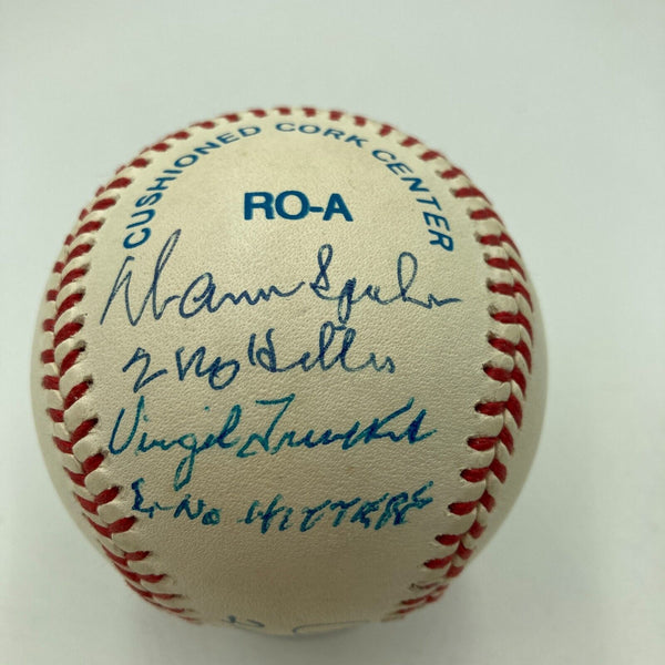 Pitchers Who Threw 2 No Hitters Signed Baseball Spahn Vandermeer PSA DNA MINT 9