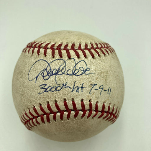 Derek Jeter 3,000th Hit 7-9-11 Signed Inscribed Game Used Baseball Steiner