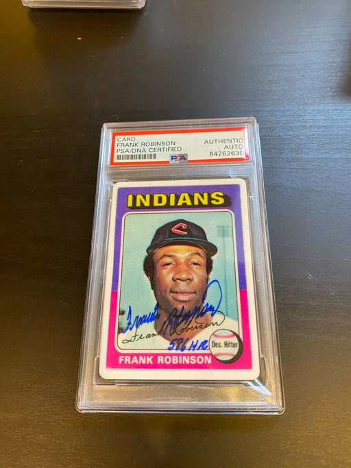 1975 Topps Frank Robinson Signed Porcelain Baseball Card PSA DNA "586 HR's"