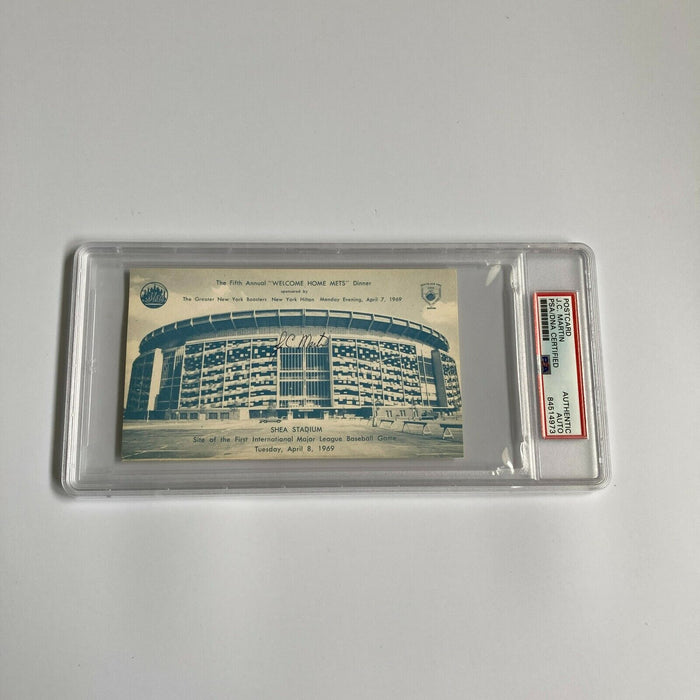 J.C. Martin Signed 1969 New York Mets Shea Stadium Postcard PSA DNA RARE