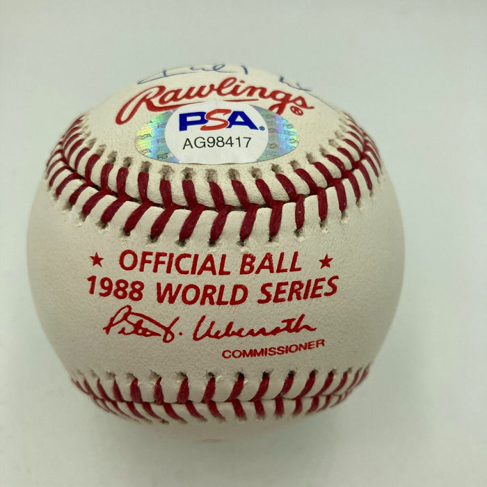 Vin Scully Kirk Gibson Lasorda Hershiser Signed 1988 World Series Baseball PSA