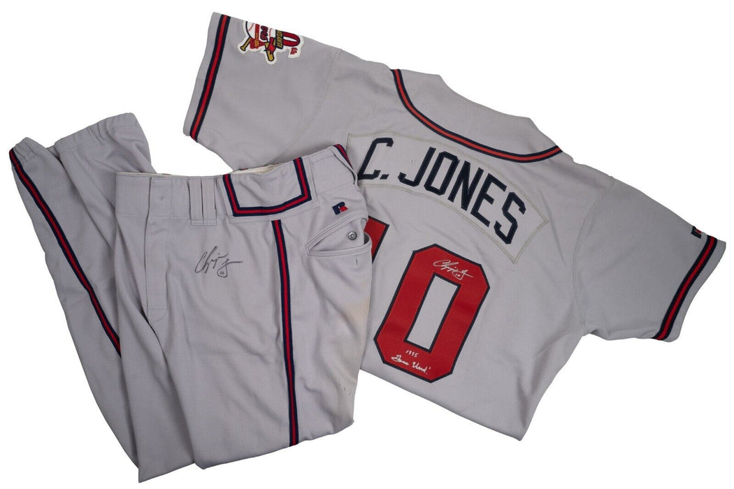 The Finest Chipper Jones 1995 Rookie Game Used Jersey & Pants MEARS A10 JSA COA