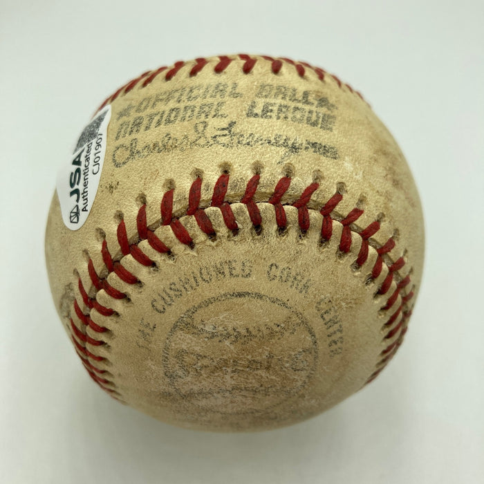 Ernie Banks Signed 1975 Game Used Official National League Baseball JSA COA