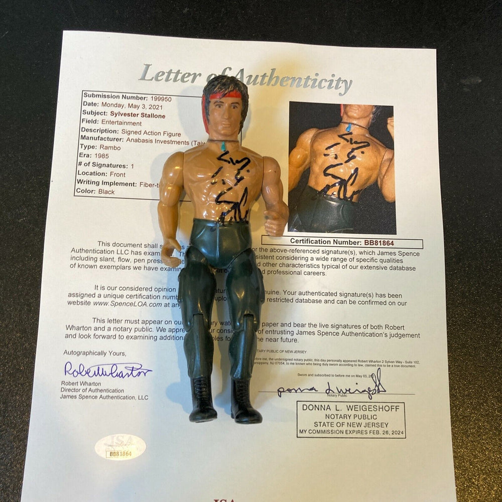 Sylvester Stallone Signed Vintage 1985 Rambo Anabasis Action Figure JSA COA