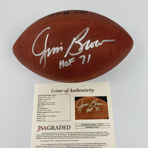 Jim Brown Hall Of Fame 1971 Signed Wilson Game Football JSA Graded 9 MINT