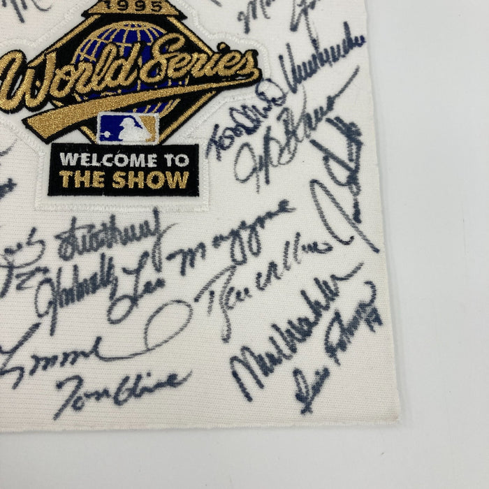 1995 Atlanta Braves Team Signed World Series Patch JSA COA Maddux Smoltz Chipper