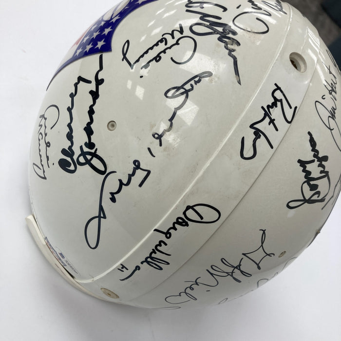 Quarterback Legends Signed Helmet 30 Sigs Johnny Unitas Len Dawson Beckett COA