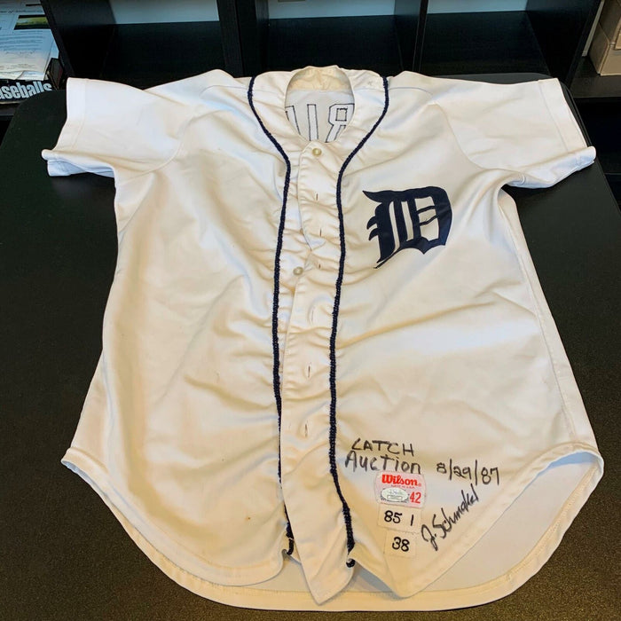 Rare 1986 Pat Sheridan & Alex Grammas Signed Game Used Detroit Tigers Jersey JSA