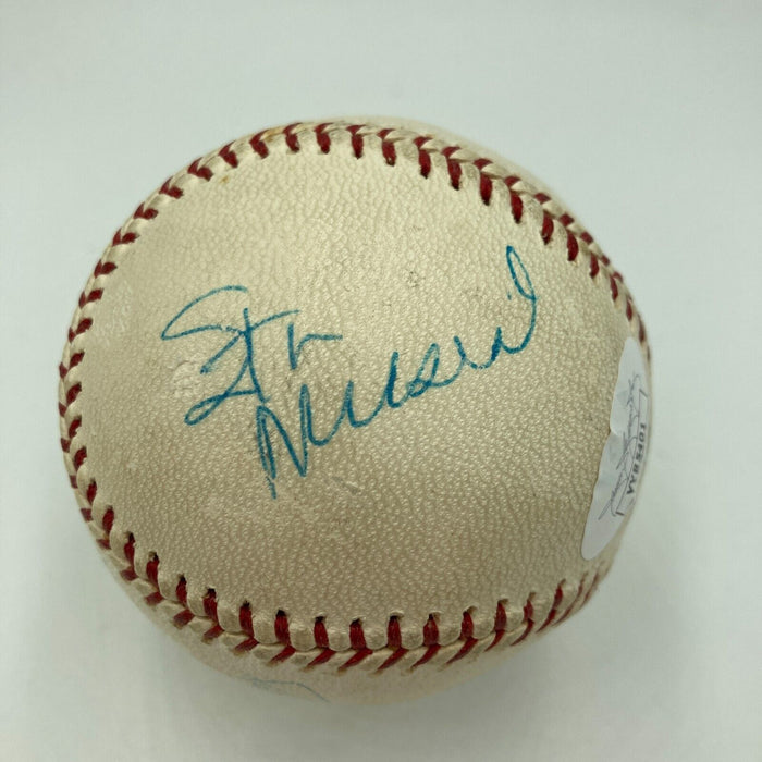 Jack Buck Harry Caray Stan Musial Signed 1960's National League Baseball JSA COA