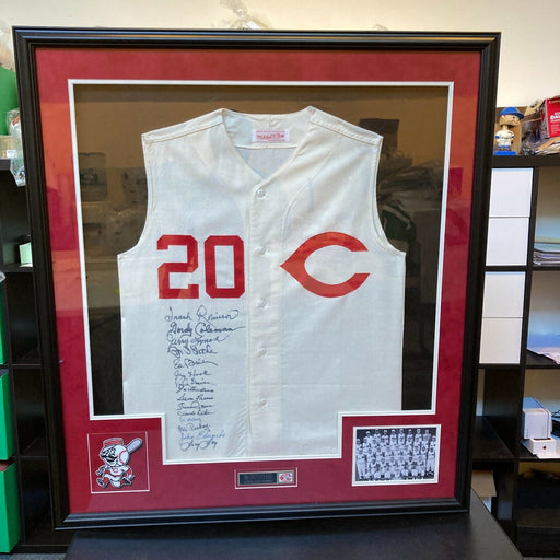 1961 Cincinnati Reds National League Champs Team Signed Jersey Framed JSA COA