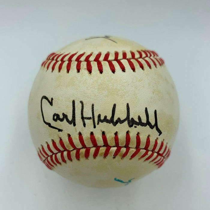 Carl Hubbell Bill Terry Edd Roush NY Giants Legends Signed NL Baseball JSA COA