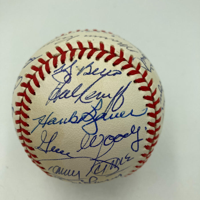 Mickey Mantle New York Yankees Hall Of Fame Legends Multi Signed Baseball JSA