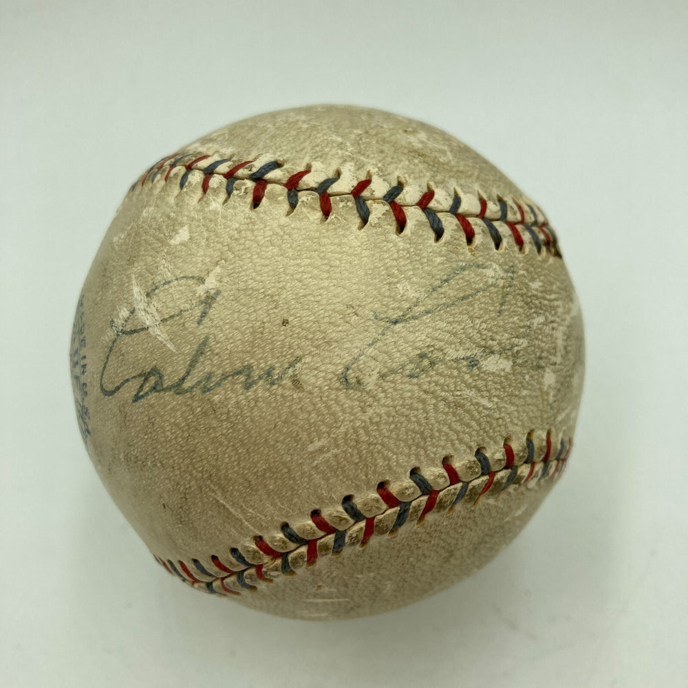 President Calvin Coolidge Single Signed 1927 American League Baseball JSA COA
