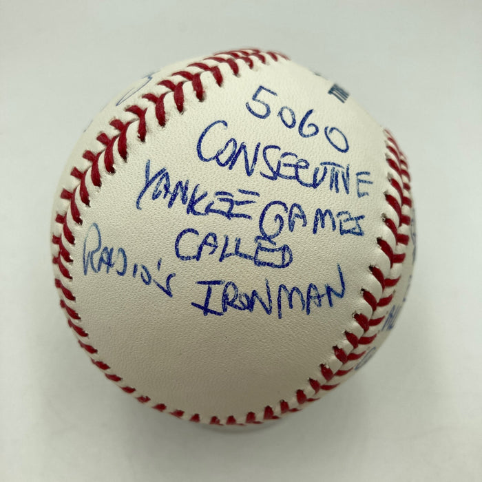 John Sterling Signed Heavily Inscribed STAT Baseball JSA COA RARE!