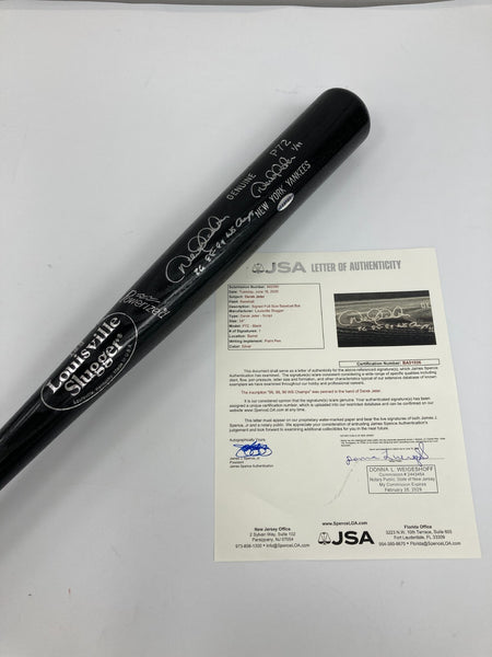 Derek Jeter 1996, 1998, 1999 W.S. Champs Signed Game Model Baseball Bat JSA COA