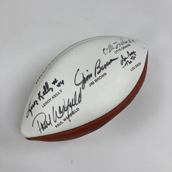 Jim Brown Otto Graham Paul Warfield Lou Groza Signed Browns HOF Football JSA