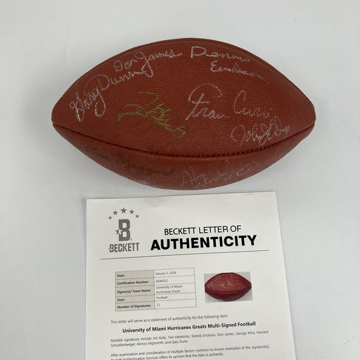 University Of Miami Hurricanes Legends Multi Signed Football Beckett COA