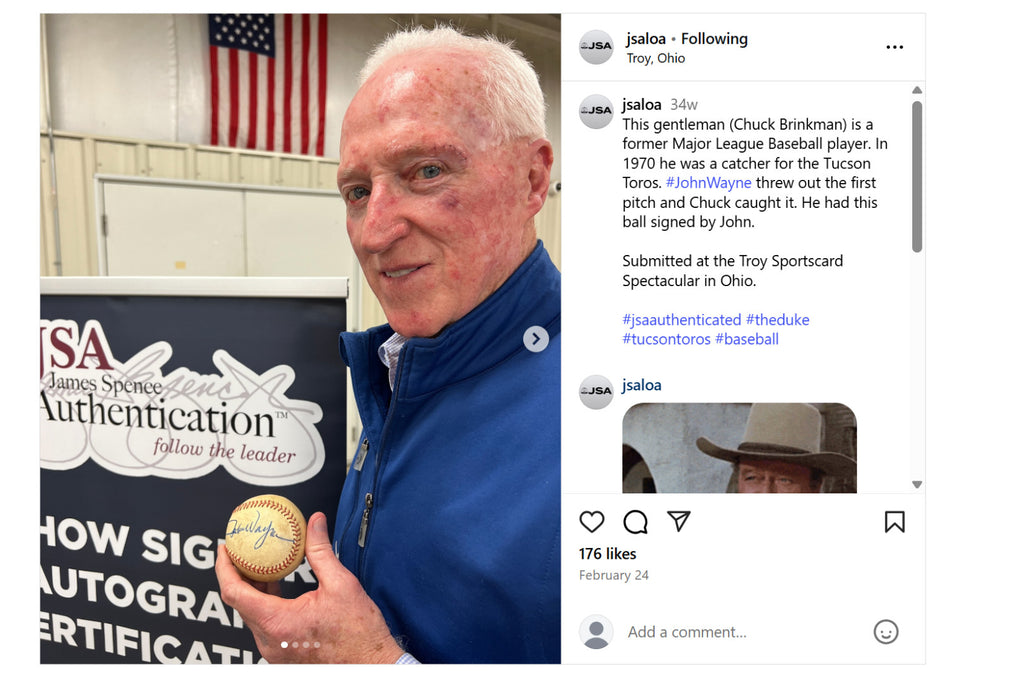 Historic John Wayne Single Signed First Pitch Baseball With JSA COA