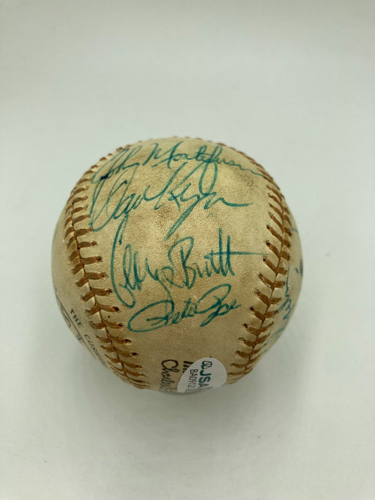 1976 All Star Game Team Signed Baseball Thurman Munson Hank Aaron JSA COA