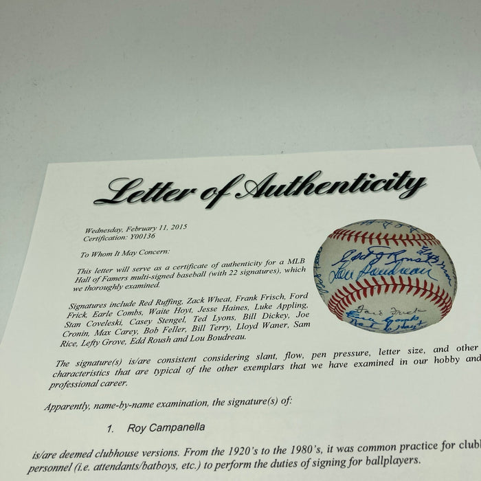 Stunning 1960's Hall Of Fame Multi Signed Baseball 22 Sigs PSA & Beckett COA