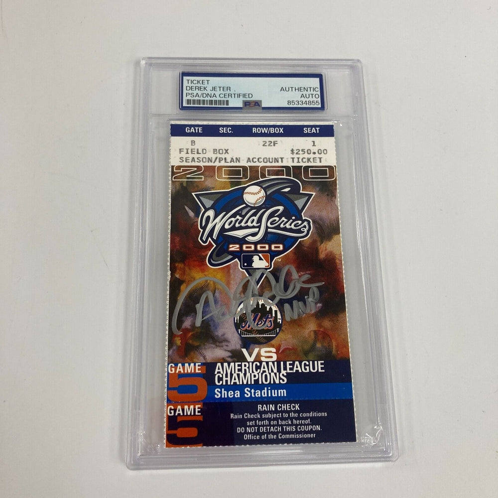 Derek Jeter "MVP" Signed 2000 World Series Game 5 Clinching Game Ticket PSA DNA