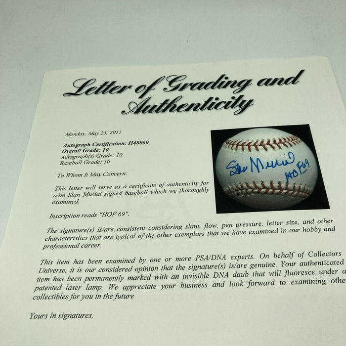 Stan Musial Signed MLB Baseball PSA DNA Graded GEM MINT 10