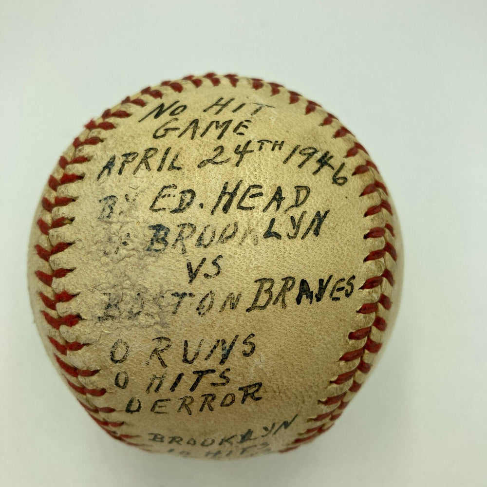 Ed Head No Hitter Game Used Baseball April 23, 1946 Brooklyn Dodgers MEARS COA