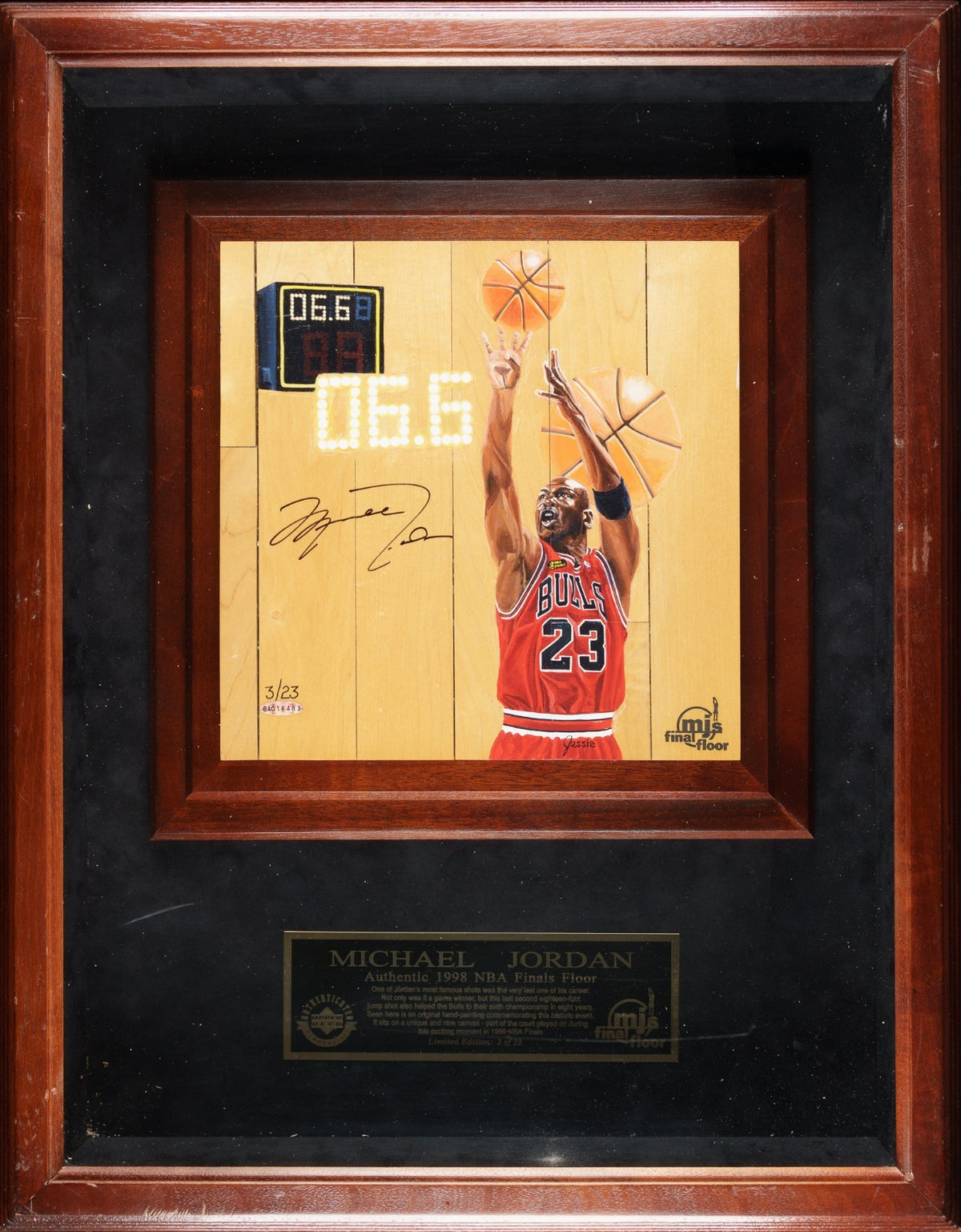 Michael Jordan Signed Last Dance Game Used Final Floor NBA Finals
