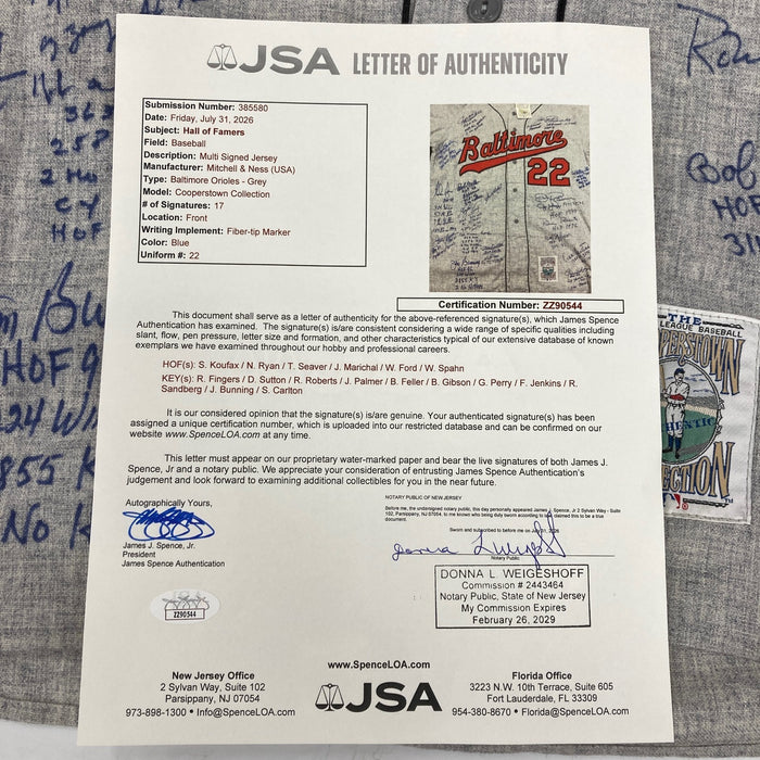 Sandy Koufax Hall Of Fame Pitching Legends Multi Signed Jersey 17 Sigs JSA COA