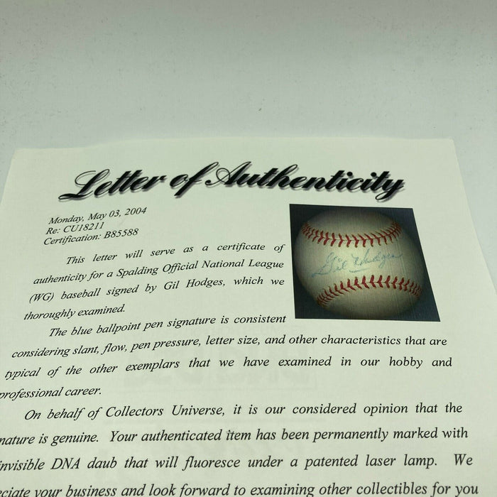 Beautiful Gil Hodges Single Signed Official National League Baseball PSA DNA COA