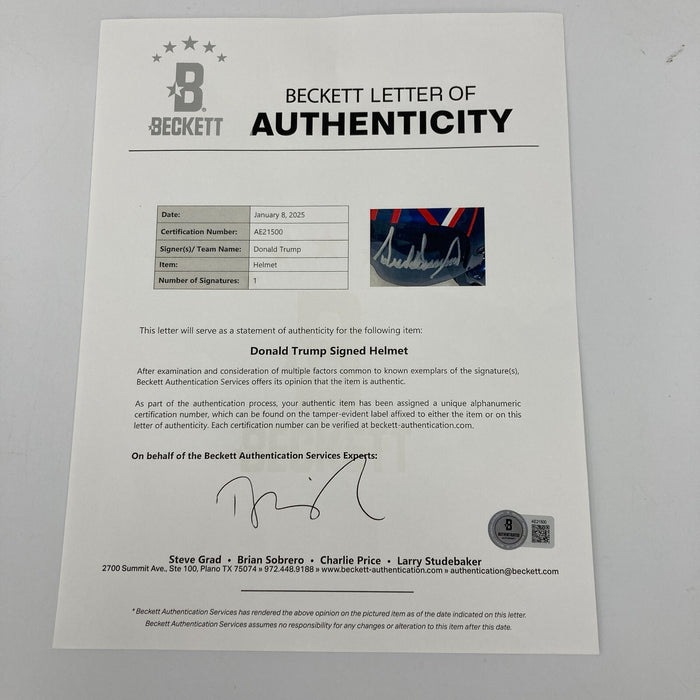 President Donald Trump Full Name Signed Top Gun Maverick Helmet Beckett COA