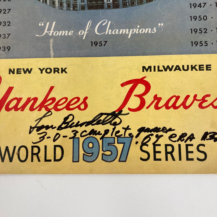 1957 World Series Program Signed By MVP Lew Burdette PSA DNA COA