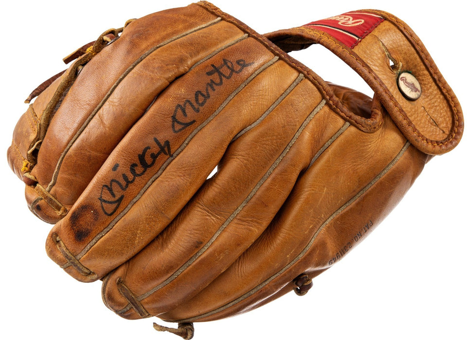 Mickey Mantle Signed 1960's Rawlings Game Model Baseball Glove PSA & Beckett COA