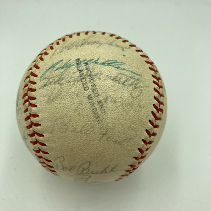 1965 Chicago Cubs Team Signed Vintage Wilson Baseball Ernie Banks JSA COA