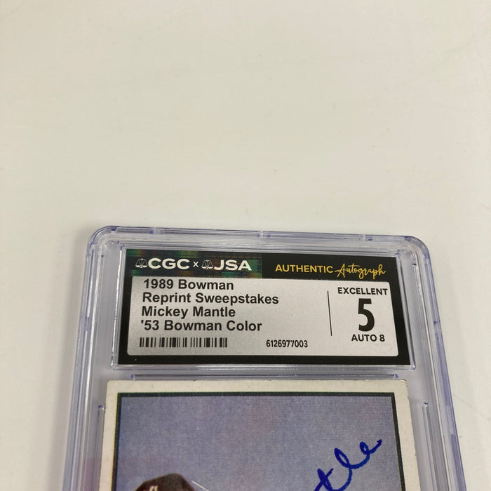 Mickey Mantle Signed 1989 Bowman 1953 Bowman Color RP CGS JSA Auto