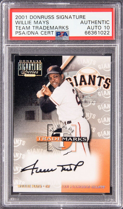 2001 Donruss Signature Series Trademarks Willie Mays Auto 175/195 PSA Auto 10