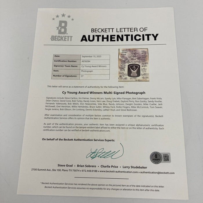 Beautiful Sandy Koufax Cy Young Winners Signed Huge 25x29 Photo 37 Sigs PSA JSA