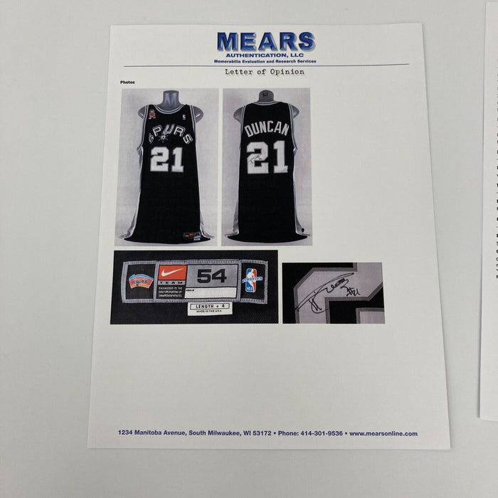 Tim Duncan Signed Game Used 2001-02 San Antonio Spurs Jersey MEARS A10 JSA COA