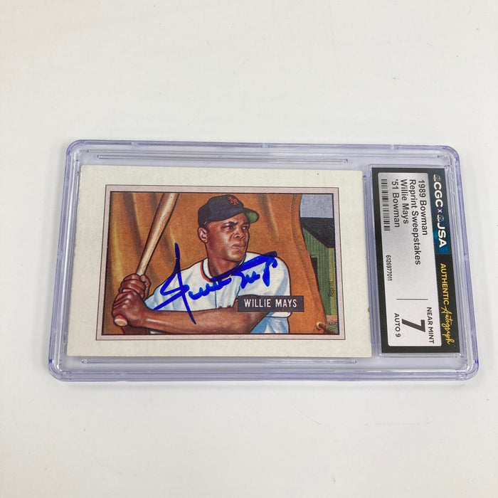 Willie Mays Signed 1989 Bowman 1951 Bowman RC CGS JSA Auto 9 MINT