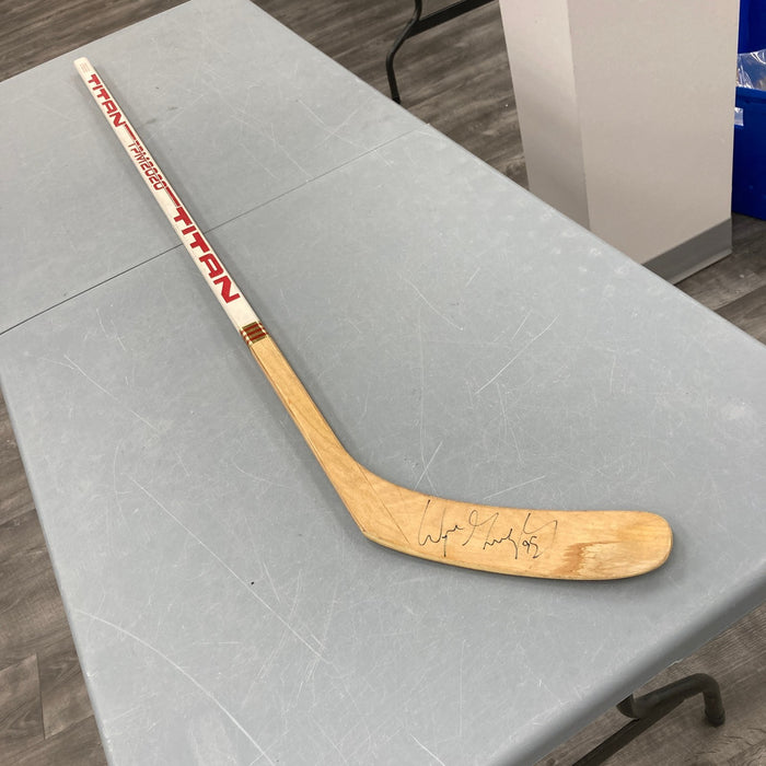 Wayne Gretzky Signed 1984 Game Issued Titan Hockey Stick Beckett COA