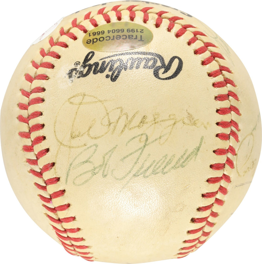 Joe Dimaggio Hank Aaron Hall Of Fame Multi Signed Baseball JSA COA