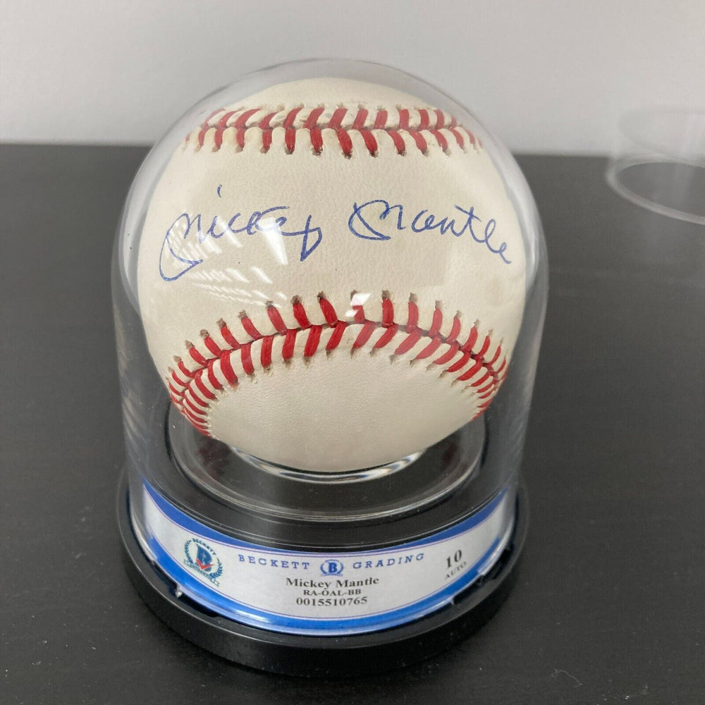 Mickey Mantle Signed American League Baseball BGS Graded 10 GEM MINT Beckett