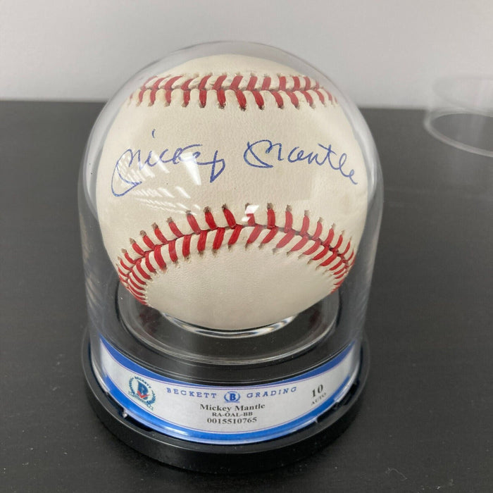Mickey Mantle Signed American League Baseball BGS Graded 10 GEM MINT Beckett
