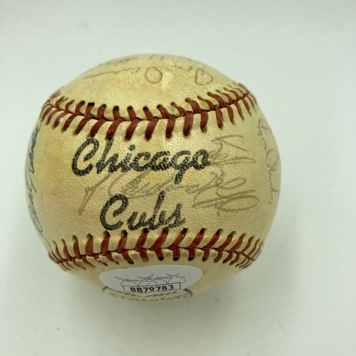 1974 Chicago Cubs Team Signed Vintage Wilson Baseball Ernie Banks JSA COA