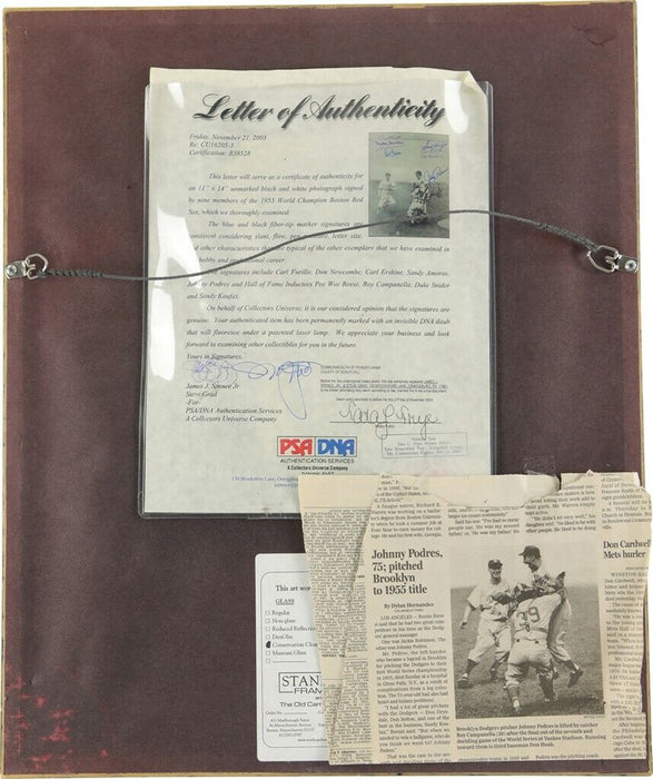 1955 Brooklyn Dodgers W.S. Champs Team Signed 16x20 Photo Koufax Campanella PSA