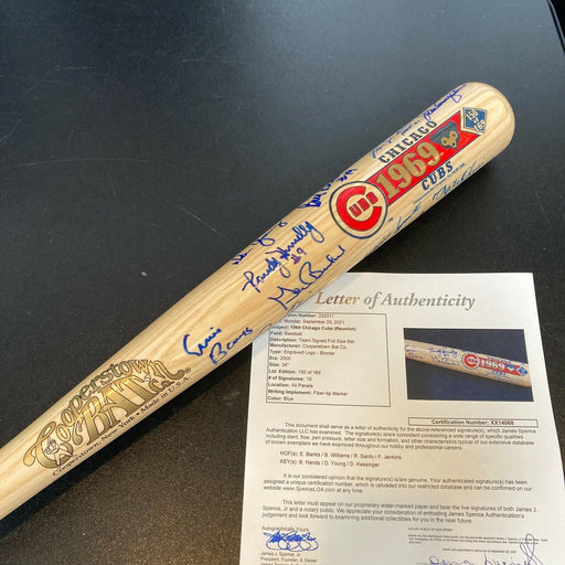 Beautiful 1969 Chicago Cubs Team Signed Baseball Bat 19 Sigs Ernie Banks JSA COA