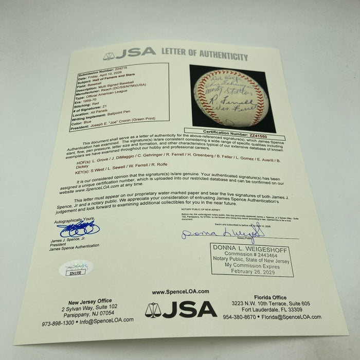 Hank Greenberg Joe Dimaggio 1960's Hall Of Fame Multi Signed Baseball JSA COA