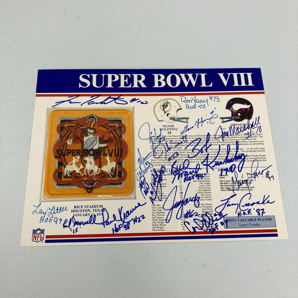 1973 Miami Dolphins Super Bowl Champs Team Signed Commemorative Patch JSA COA