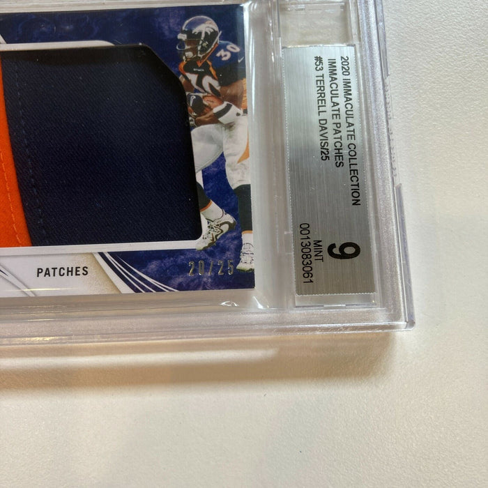 2020 Immaculate Collection Terrell Davis Game Used Patch #20/25 BGS 9 Mint