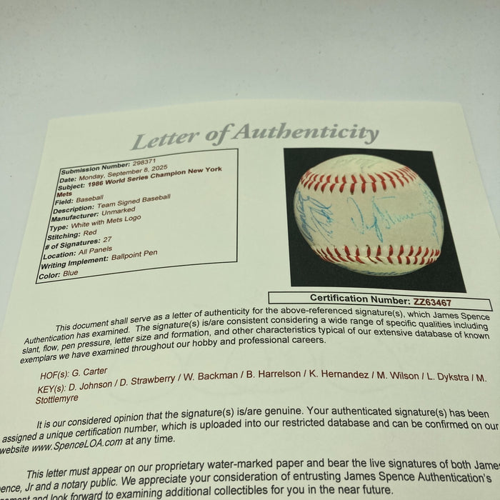 Vintage 1986 New York Mets World Series Champs Team Signed Baseball JSA COA
